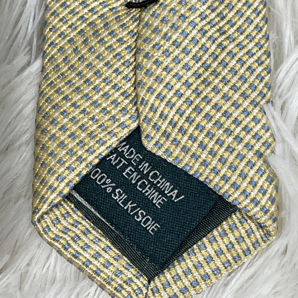 Lauren Ralph Lauren Tie Pale Yellow Aqua Geometric 100% Silk Career Professional - Picture 3 of 4